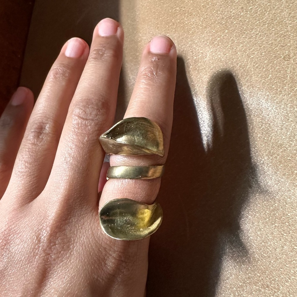 Chunky Statement Brass Wrap Adjustable Natural Or… - image 3